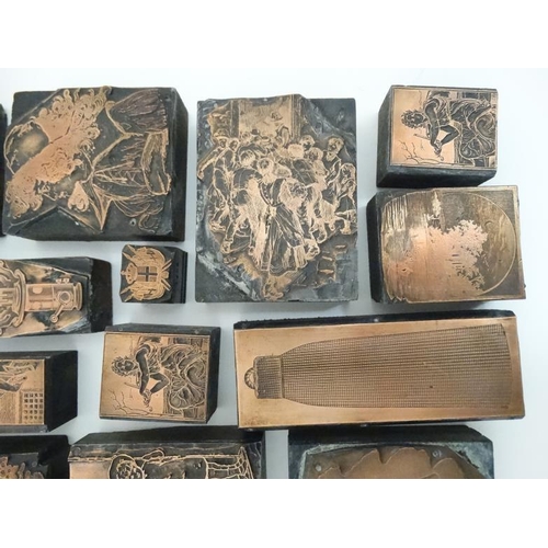 881 - A quantity of early - mid 20thC copper printing blocks. the largest 7 3/4'' long