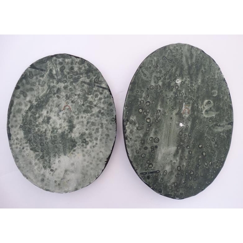 893 - After C Lapini Firenzie 1888. A pair of 20thC ceramic oval plaque reliefs. 3 1/2'' high x 10'' wide