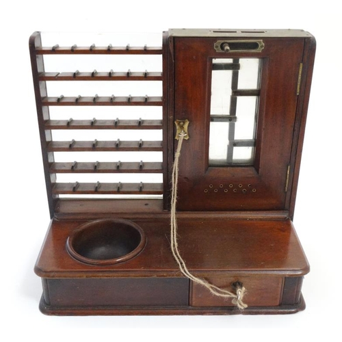 898 - A Victorian mahogany Cox's patent railway ticket office machine / till with brass fittings, fitted w... 