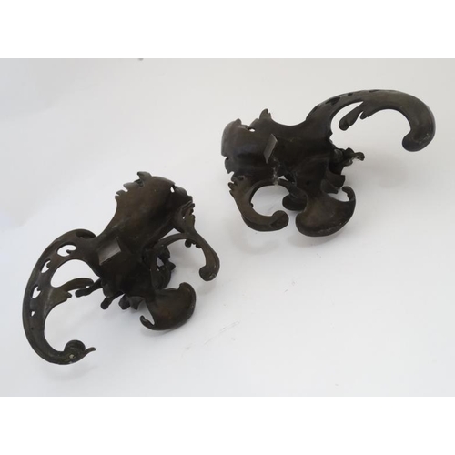 900 - A pair of 21stC painted bronze Rococo figures on stands formed as chenet. 9 1/2'' high