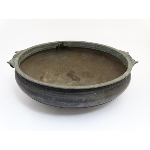 915 - An eastern oriental large brass temple pan 26'' diameter