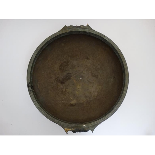 915 - An eastern oriental large brass temple pan 26'' diameter