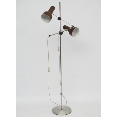 97 - Vintage Retro : a Danish designed brown liveried aluminium twin lamp multi directional spot lamp / s... 