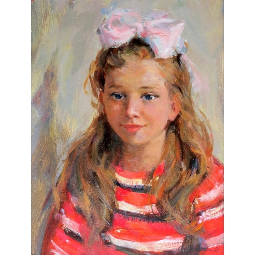 19 - Lomakin Oleg Leonidovich (1924-2010), Russian School, Oil on cardboard, ''Portrait of a young girl''... 