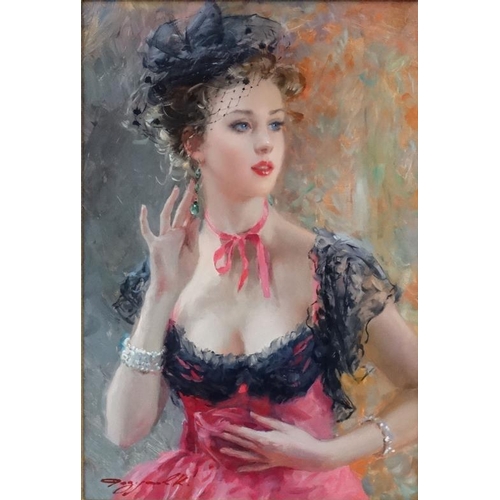 33 - Konstantin Razumov (b.1974) Russian School, Oil on canvas, ''Loumie'', portrait of a young woman,  S... 