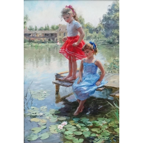 37 - Konstantin Razumov (b.1974) Russian School, Oil on canvas, ''Near the water lilies'', Signed lower r... 