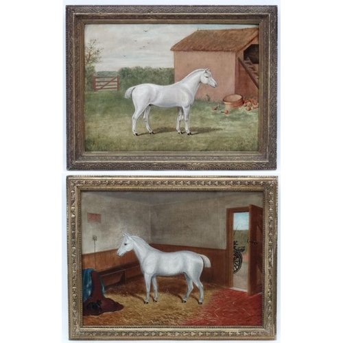 53 - JC Mitchell XIX British Equine School, Oil on board , a pair (2), Grey Exmoor Pony , ' First Prize W... 