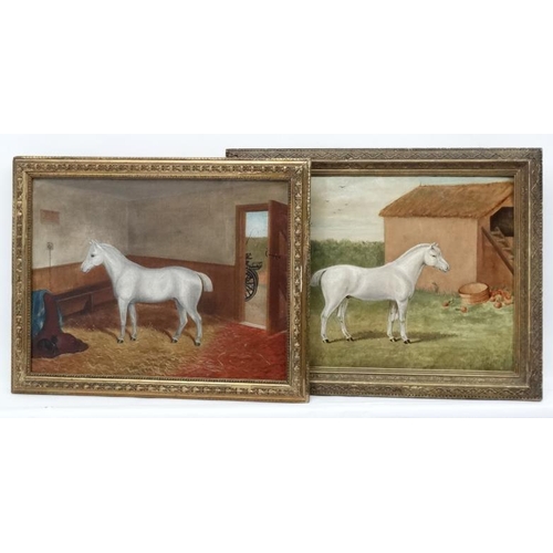 53 - JC Mitchell XIX British Equine School, Oil on board , a pair (2), Grey Exmoor Pony , ' First Prize W... 