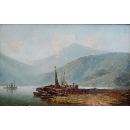 68 - W.A. Whittle 1873 Irish School, Oil on canvas, ' Early Morning ' Irish lough near Loughborough, Sign... 