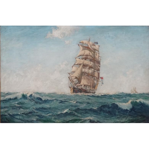 70 - John Terry XX Maritime School, Oil on canvas, ' The Clipper Cutty Sark 'at sea, Signed lower, 20 x 3... 