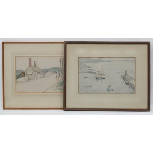 79 - Dorothy Hutton (1889-1984), Watercolour , two. 'Mevagissey Harbour c. 1945', Cornwall and another, B... 