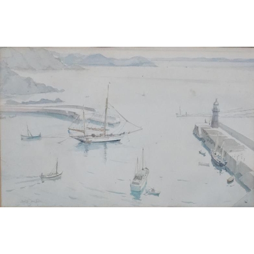 79 - Dorothy Hutton (1889-1984), Watercolour , two. 'Mevagissey Harbour c. 1945', Cornwall and another, B... 