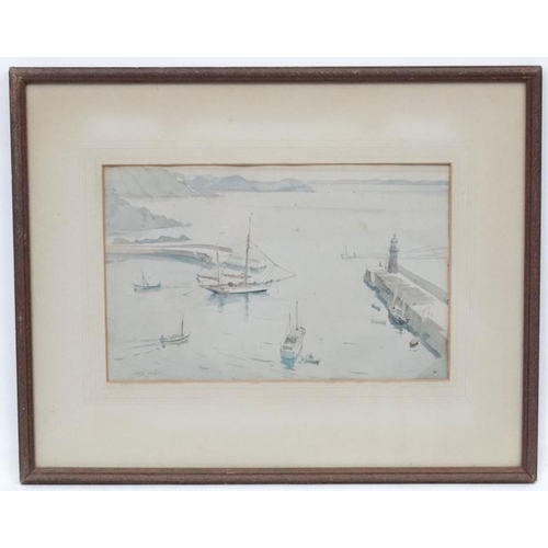 79 - Dorothy Hutton (1889-1984), Watercolour , two. 'Mevagissey Harbour c. 1945', Cornwall and another, B... 