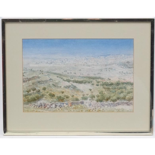 89 - Henry Andrew Harper ( 1835-1900), A Watercolour plus 3 more ( different hand),  Views of Jerusalem a... 