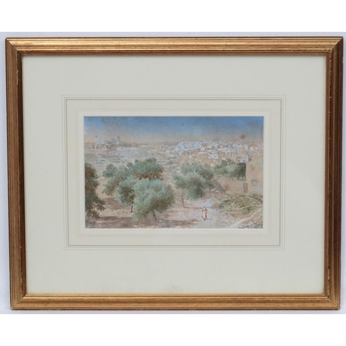 89 - Henry Andrew Harper ( 1835-1900), A Watercolour plus 3 more ( different hand),  Views of Jerusalem a... 