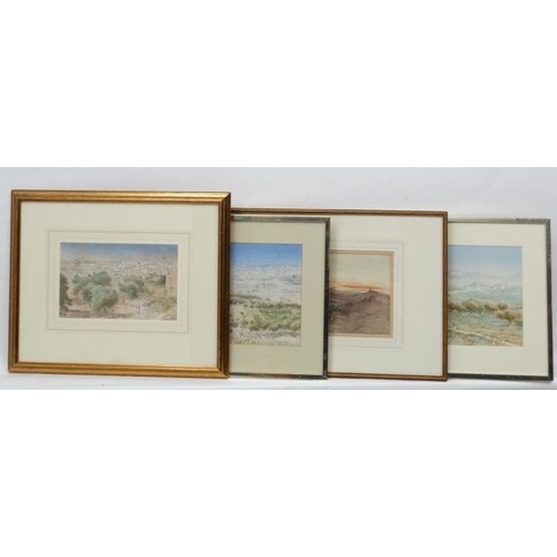 89 - Henry Andrew Harper ( 1835-1900), A Watercolour plus 3 more ( different hand),  Views of Jerusalem a... 