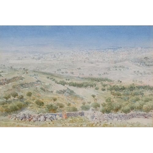 89 - Henry Andrew Harper ( 1835-1900), A Watercolour plus 3 more ( different hand),  Views of Jerusalem a... 