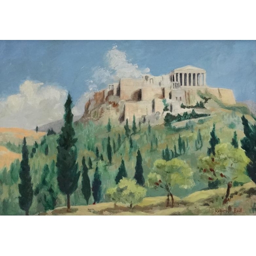 90 - Reginald Brill (1902-1974), Oil on board, The Acropolis of Athens, Signed lower right. 13 1/4 x 9 1/... 