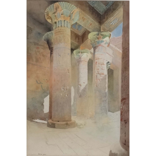 107 - Frederick F Ogilvie, (act. c.1907-1920) Egyptian School,
Watercolour,
Columns at Philae, Egypt 1902,... 