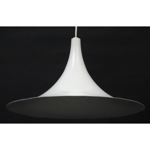 100 - Vintage Retro :  A Danish pendant light by Fog & Morup , ' the Semi ' with white livery , bears an '... 