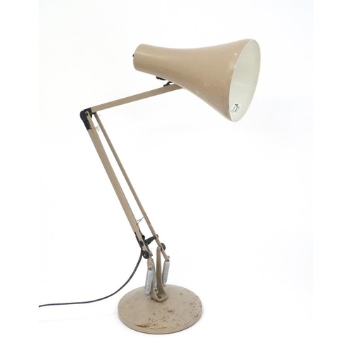 104 - Vintage Retro : an English Herbert Terry and Sons model 90 Anglepoise lamp in buff livery , labelled... 