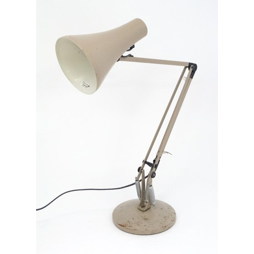 104 - Vintage Retro : an English Herbert Terry and Sons model 90 Anglepoise lamp in buff livery , labelled... 