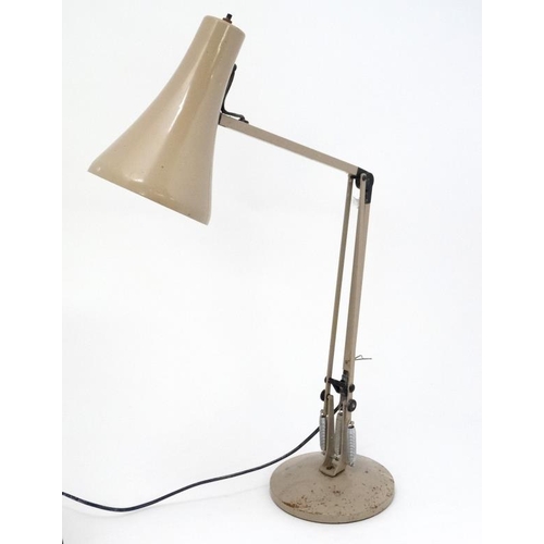 104 - Vintage Retro : an English Herbert Terry and Sons model 90 Anglepoise lamp in buff livery , labelled... 