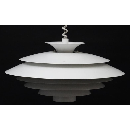 108 - Vintage Retro :  A Danish pendant rise and fall light by Form-light, a PH style multi louvred lamp w... 