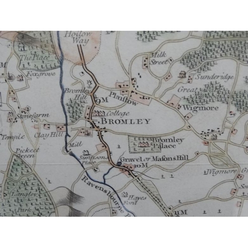 1091 - Maps: A framed '' Map of the Hundred of Bromley and Beckenham, and the Hundred of Ruxley '' (North W... 