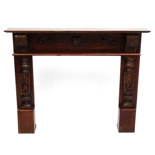 1094 - A stained mahogany fire surround 56'' x 48 1/2'' high x, the top 8 3/4'' deep  Please Note -  we do ... 