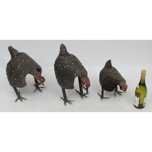 1099 - Garden and Architectural : Emily Stone 1979 , ' Copper Creatures ' a set of 3 painted head copper sc... 