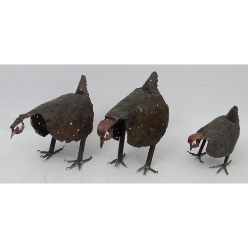 1099 - Garden and Architectural : Emily Stone 1979 , ' Copper Creatures ' a set of 3 painted head copper sc... 