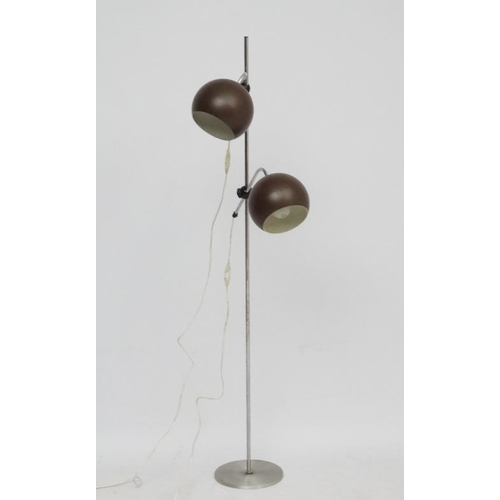 114 - Vintage Retro :  a Danish designed brown spherical aluminium twin lamp multi directional spot lamp /... 