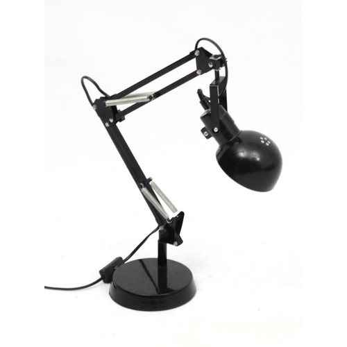 116 - Vintage Retro : a black powder coated Adjustable Lamp ,  anglepoise style with circular base ,the ba... 