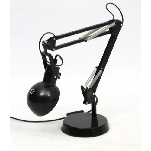 116 - Vintage Retro : a black powder coated Adjustable Lamp ,  anglepoise style with circular base ,the ba... 