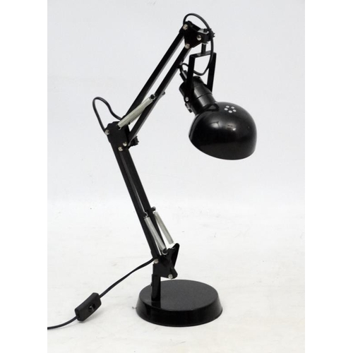 116 - Vintage Retro : a black powder coated Adjustable Lamp ,  anglepoise style with circular base ,the ba... 