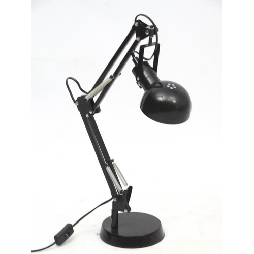 116 - Vintage Retro : a black powder coated Adjustable Lamp ,  anglepoise style with circular base ,the ba... 