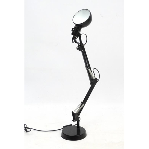 116 - Vintage Retro : a black powder coated Adjustable Lamp ,  anglepoise style with circular base ,the ba... 