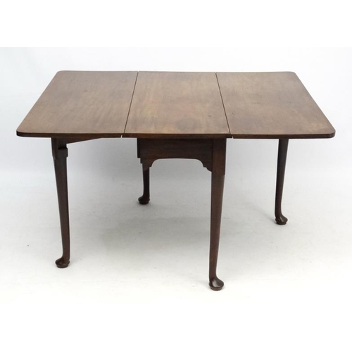 175 - An 18thC mahogany pad foot drop flap table 39 1/2'' wide x approx 48'' wide x 28'' high  Please Note... 