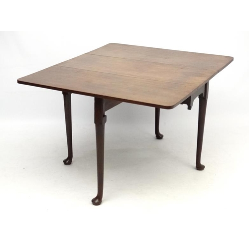 175 - An 18thC mahogany pad foot drop flap table 39 1/2'' wide x approx 48'' wide x 28'' high  Please Note... 