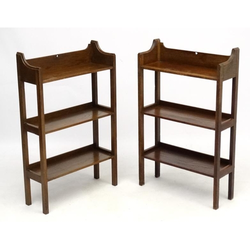 177 - A pair of Arts & Crafts c.1900 oak open bookshelves  21 3/4'' wide x 34 3/4'' high x 7 5/8'' deep  P... 