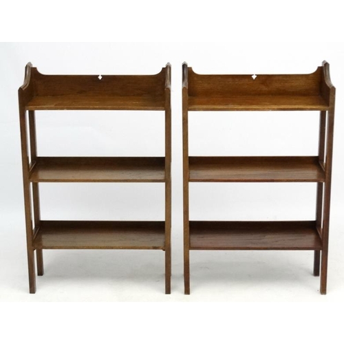 177 - A pair of Arts & Crafts c.1900 oak open bookshelves  21 3/4'' wide x 34 3/4'' high x 7 5/8'' deep  P... 