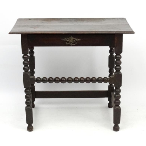 178 - A 17thC and later oak bobbin turned side table 33 3/4'' wide x 22'' deep x 29 1/4'' high  Please Not... 