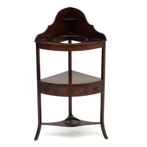 183 - A Geo III mahogany corner washstand 40 3/4'' high  Please Note -  we do not make reference to the co... 