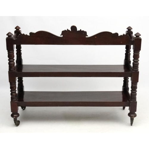 185 - A William IV mahogany three tier buffet. 52'' wide x 18 3/4'' deep x 41 1/2'' high  Please Note -  w... 