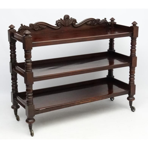 185 - A William IV mahogany three tier buffet. 52'' wide x 18 3/4'' deep x 41 1/2'' high  Please Note -  w... 