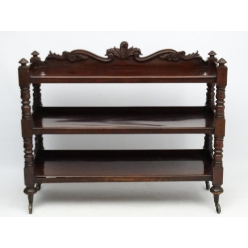 185 - A William IV mahogany three tier buffet. 52'' wide x 18 3/4'' deep x 41 1/2'' high  Please Note -  w... 