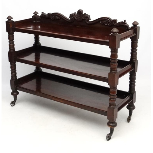 185 - A William IV mahogany three tier buffet. 52'' wide x 18 3/4'' deep x 41 1/2'' high  Please Note -  w... 