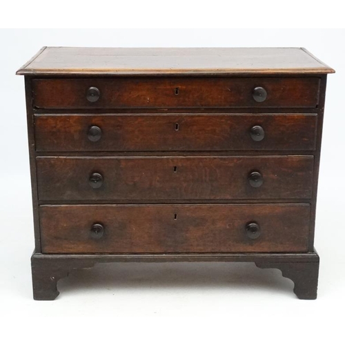 195 - A 19thC small oak chest of four long graduated drawers 37'' x 18 1/2'' deep x 30'' high  Please Note... 