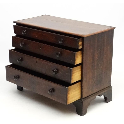 195 - A 19thC small oak chest of four long graduated drawers 37'' x 18 1/2'' deep x 30'' high  Please Note... 